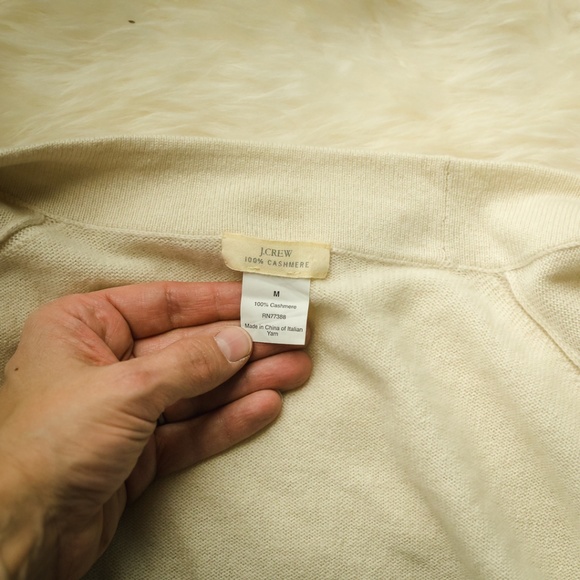 J Crew M Ivory Open Cashmere Sweater - Picture 4 of 4